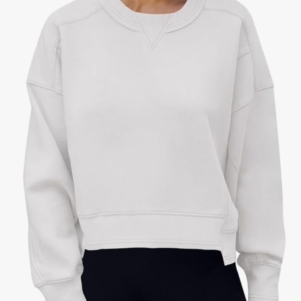 ANRABESS Women's Long Sleeve Sweatshirt Crewneck Casual Cropped Pullover